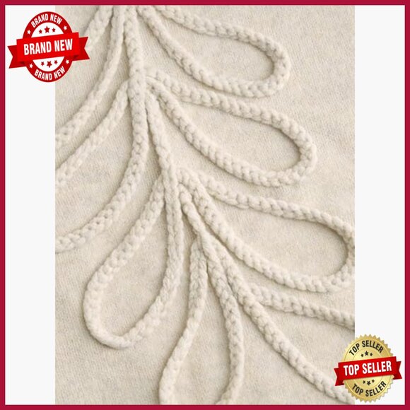 Oversized Knit Pullover Sweater, Long Sleeve Crew Neck, Soft Polyester Blend - Picture 3 of 7